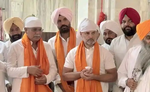गुरुद्वारा साहिब में राहुल गांधी को सिरोपा पहनाने पर विवाद, SGPC ने लिया संज्ञान, धामी बोले-मामला की हो रही जांच